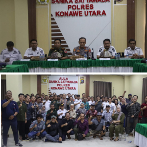 Bersama Sekda dan Dandim 1430, Kapolres Konut Mediasi Pertemuan Masyarakat Langgikima dan Perusahaan