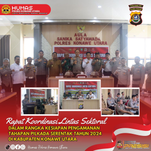 Kapolres Konawe Utara Pimpin Rakor Lintas Sektoral Operasi Mantap Praja Anoa Tahun 2024
