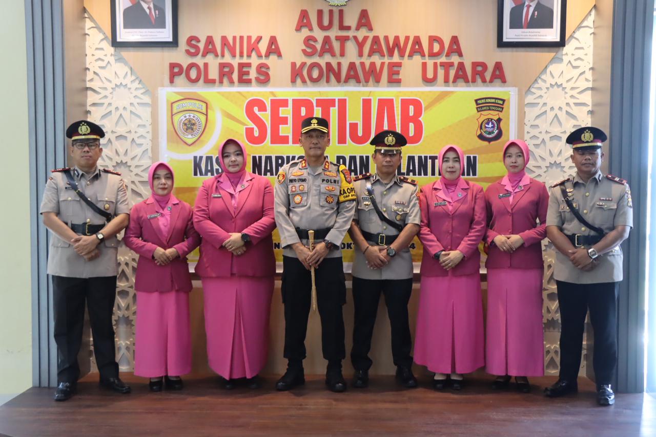 Kapolres Konut Pimpin Sertijab Kasat Resnarkoba Serta Pengukuhan Pejabat Sementara Kasikum