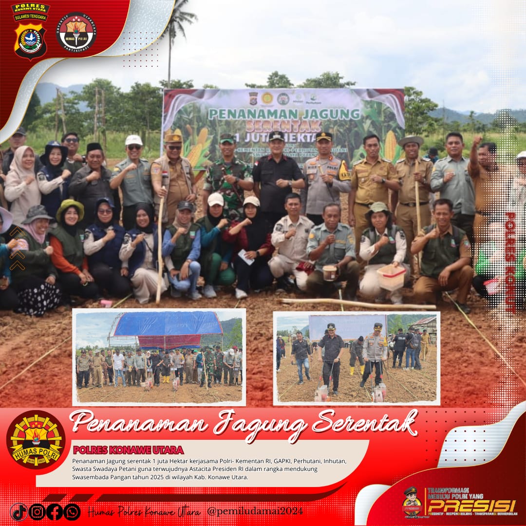 Polres Konawe Utara Gelar Zoom Virtual Louching Serta Penanaman Jagung Serentak Bersama Pemda Dan Kodim 1430 Konut