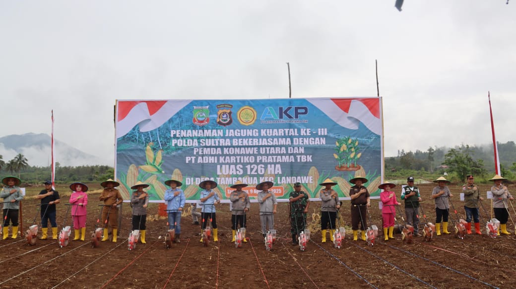 Meningkatkan Ekonomi Daerah; Bupati Konawe Utara Dan Kapolda Sultra Tanam Jagung Kuartal III