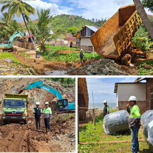 PT.Bumi Konawe Minerina (BKM) Menurunkan Material Untuk Penanganan Abrasi Pantai Desa Mandiodo