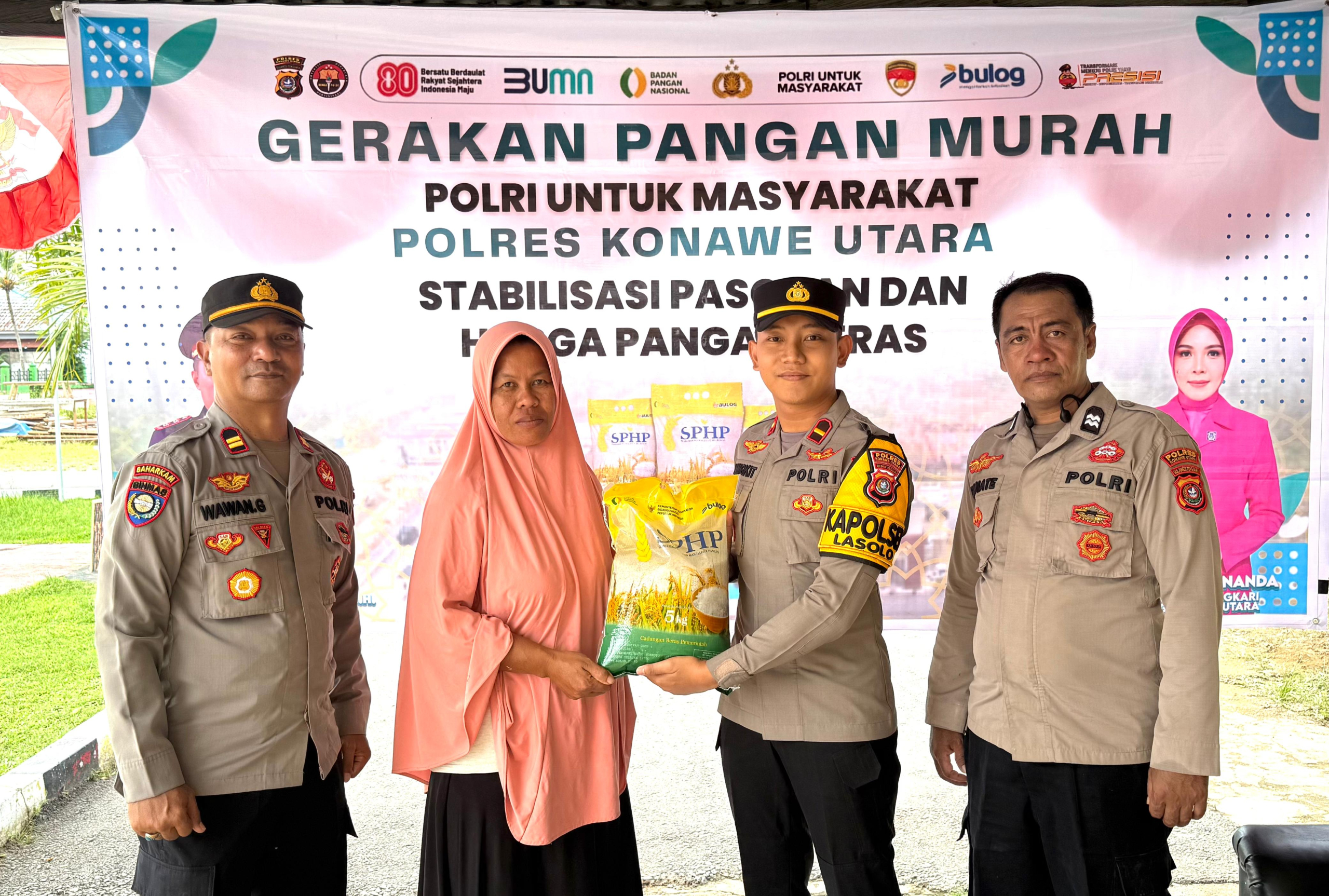 Polsek Lasolo Gelar Gerakan Pangan Murah di Kecamatan Lasolo