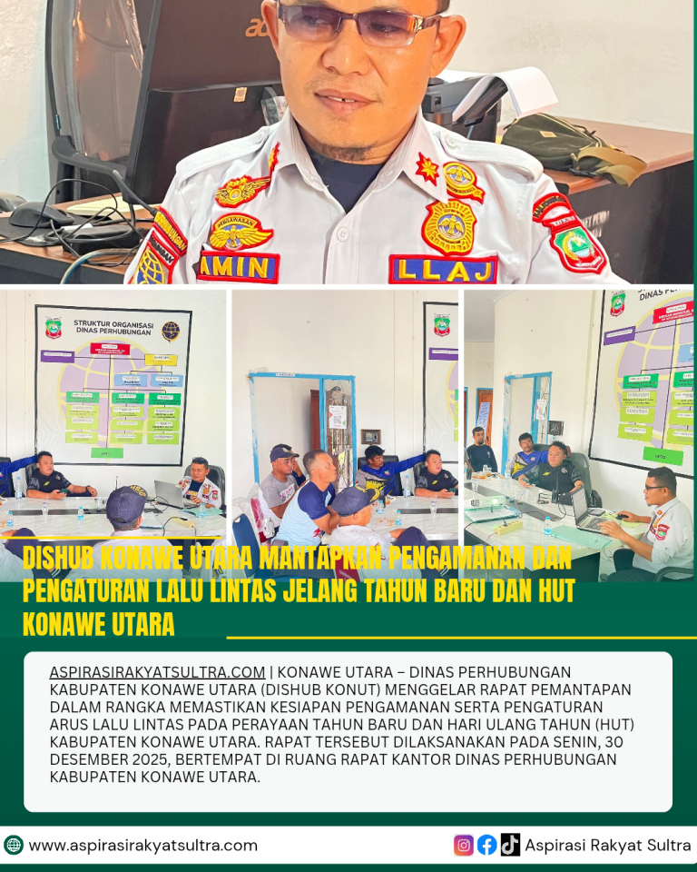 Dishub Konawe Utara Mantapkan Pengamanan dan Pengaturan Lalu Lintas Jelang Tahun Baru dan HUT Konawe Utara