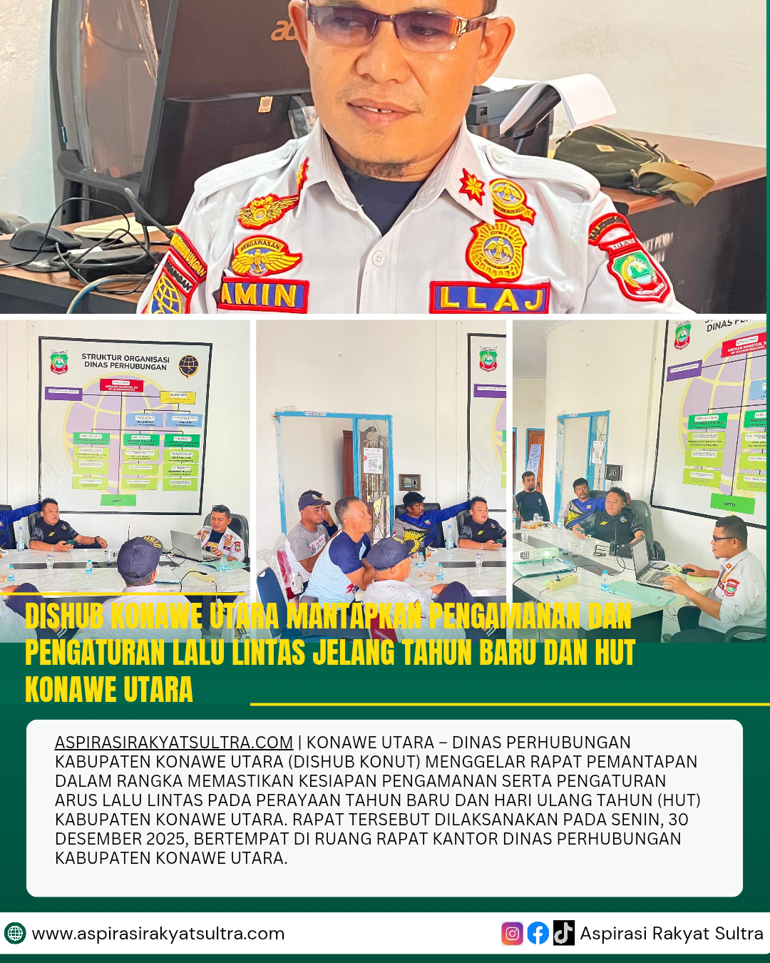 Dishub Konawe Utara Mantapkan Pengamanan dan Pengaturan Lalu Lintas Jelang Tahun Baru dan HUT Konawe Utara