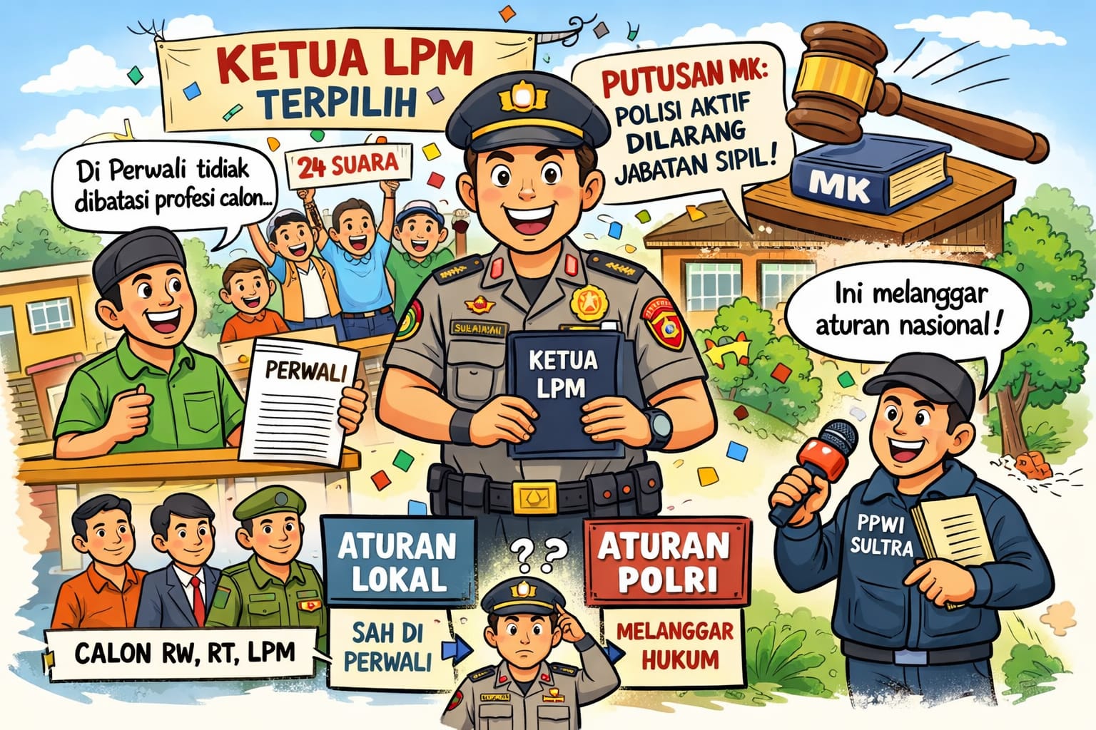 Sorotan Tajam Dari PPWI Sultra, Anggota Polri Aktif Dilarang Menjabat Sebagai Ketua RT, RW dan LPM