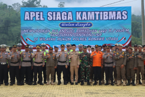 Bersama Bupati Konawe Utara, Kapolres Konut Pimpin Apel Siaga Kamtibmas Wujudkan Ramadhan 1447 H Aman Kondusif