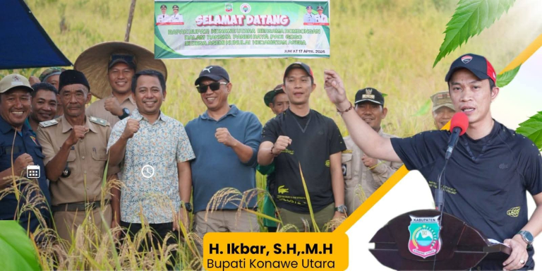 Bupati Konawe Utara Hadiri Panen Raya Padi Gogo di Desa Asemi Nunulai