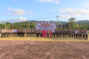 Kapolres Konawe Utara Pimpin Upacara Korps Rapor Kenaikan Pangkat 24 Personel dan PNS Polri