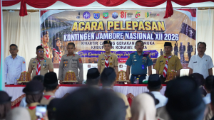Bupati Ikbar Lepas Kontingen Jambore Nasional XII 2026, 37 Pramuka Konawe Utara Siap Harumkan Nama Daerah