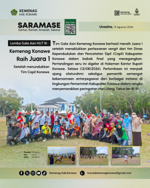 Kemenag Konawe Juara 1 Lomba Gala Asin HUT RI ke-81, Taklukkan Tim Capil di Final
