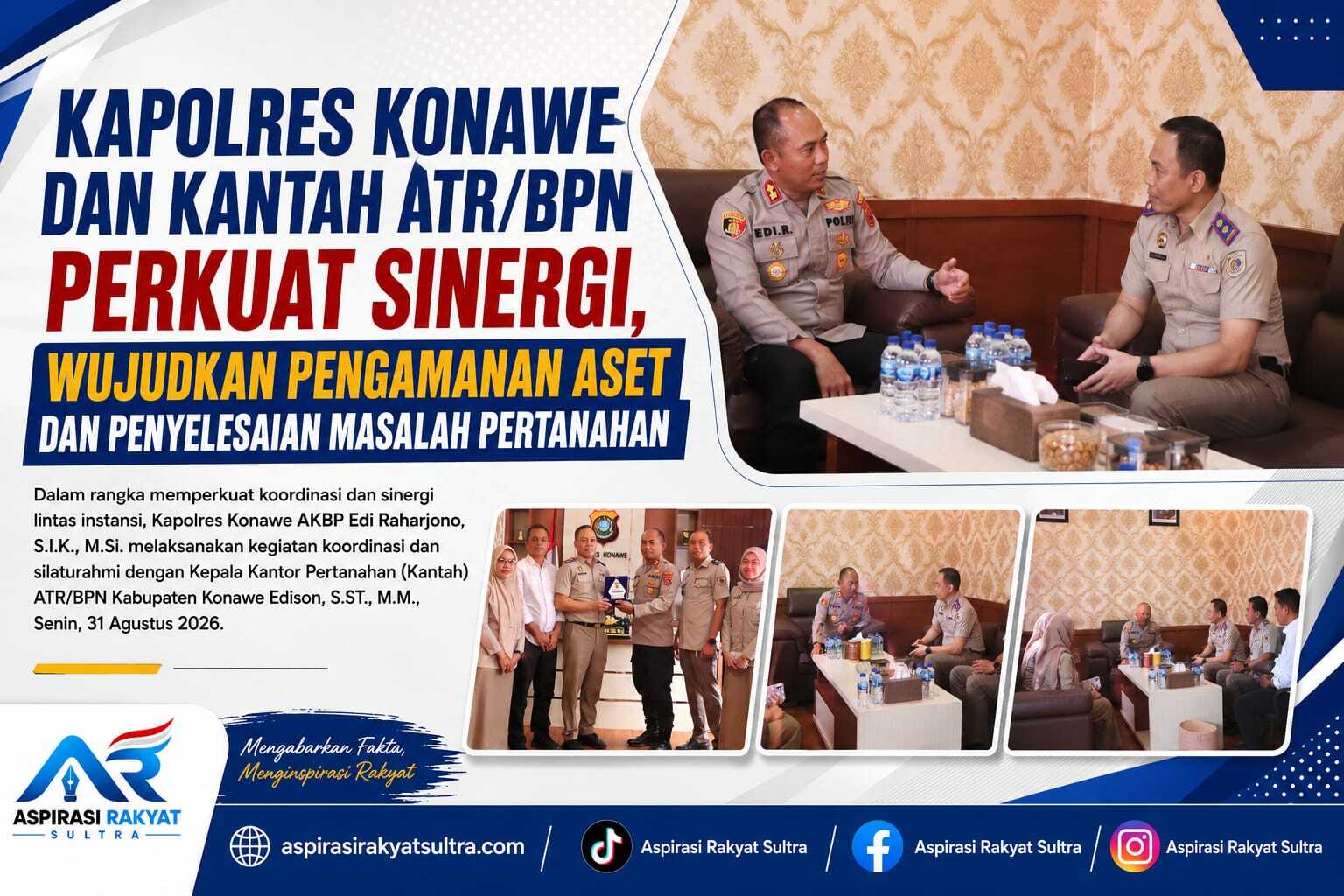 Kapolres Konawe dan Kantah ATR/BPN Perkuat Sinergi, Wujudkan Pengamanan Aset dan Penyelesaian Masalah Pertanahan