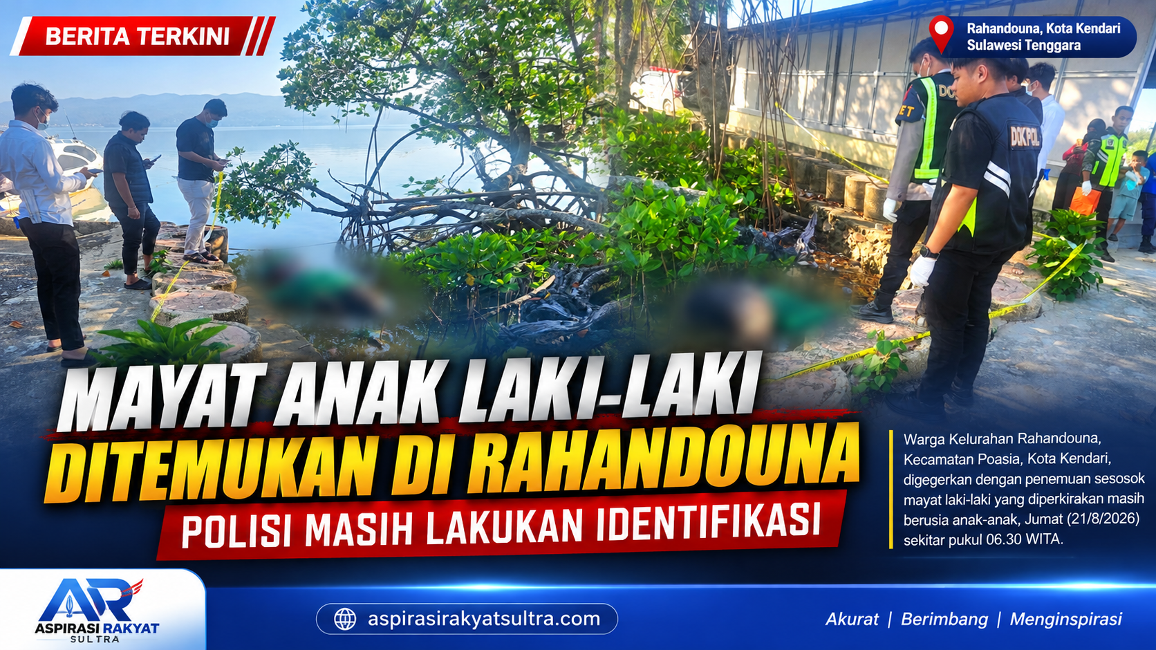 Mayat Anak Laki-Laki Ditemukan di Rahandouna, Polisi Masih Lakukan Identifikasi