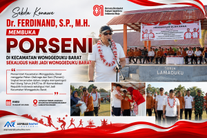 Sekda  kabupaten Konawe Dr.Ferdinand,S.P.,M.H. Membuka Porseni  di kecamatan Wonggeduku Barat Sekaligus Hari Jadi Wonggeduku Barat