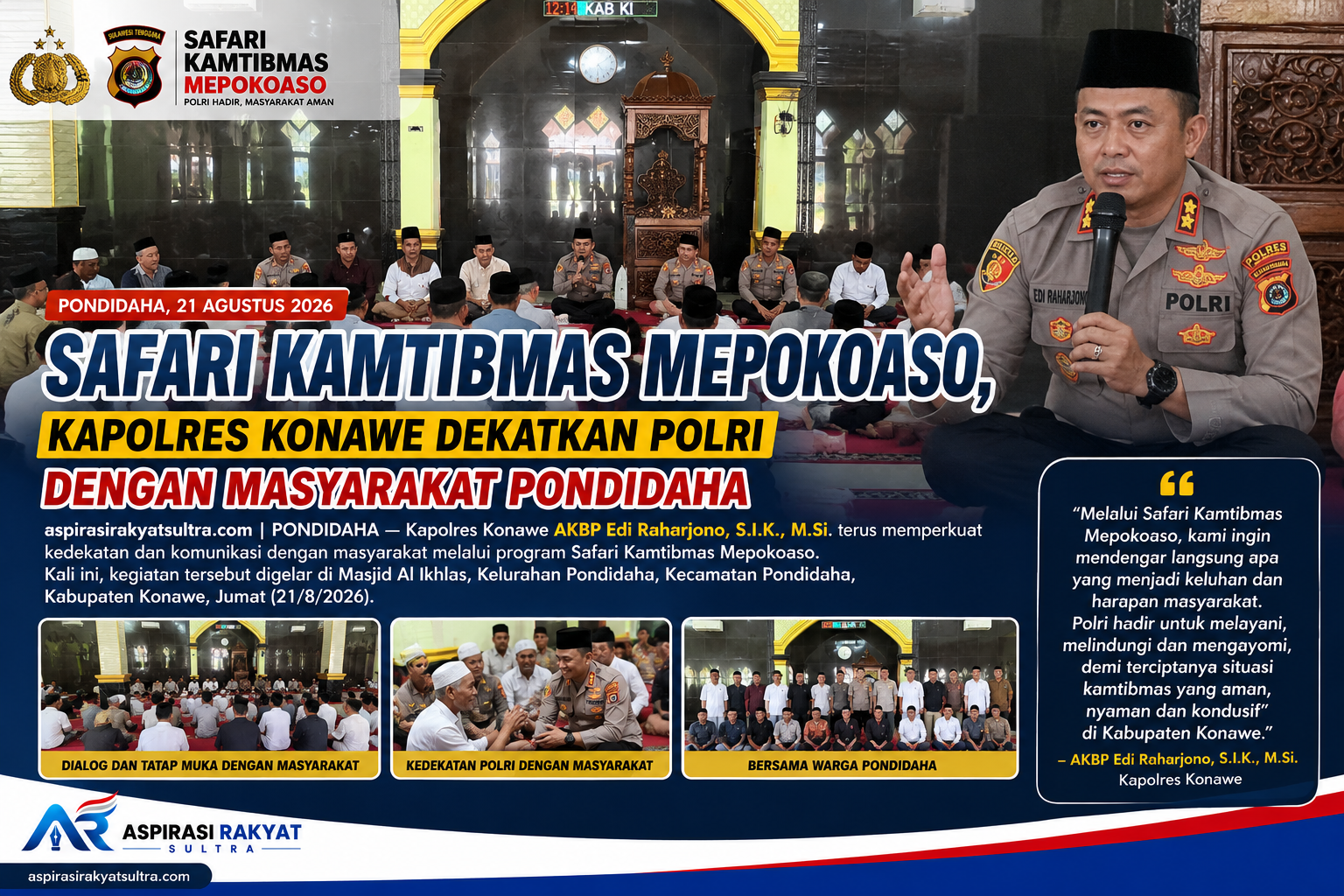 Safari Kamtibmas Mepokoaso, Kapolres Konawe Dekatkan Polri dengan Masyarakat Pondidaha