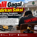 Jalil Gagal Hadirkan Saksi dalam Sidang Sengketa Kepemilikan Mesin Crusher di PN Unaaha