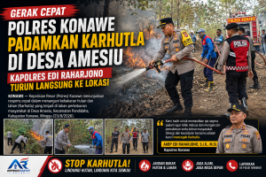 Gerak Cepat Polres Konawe Padamkan Karhutla di Desa Amesiu, Kapolres Edi Raharjono Turun Langsung ke Lokasi