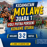 Kecamatan Molawe Juara 1 Voli Putra Porseni Konawe Utara, Taklukkan Motui 3-2