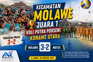 Kecamatan Molawe Juara 1 Voli Putra Porseni Konawe Utara, Taklukkan Motui 3-2