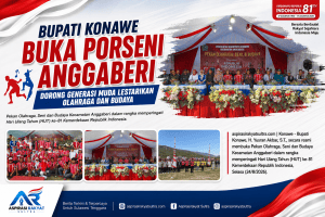 Bupati Konawe Buka Porseni Anggaberi, Dorong Generasi Muda Lestarikan Olahraga dan Budaya