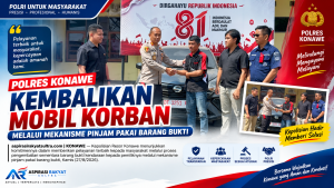 Polres Konawe Kembalikan Mobil Korban Melalui Mekanisme Pinjam Pakai Barang Bukti