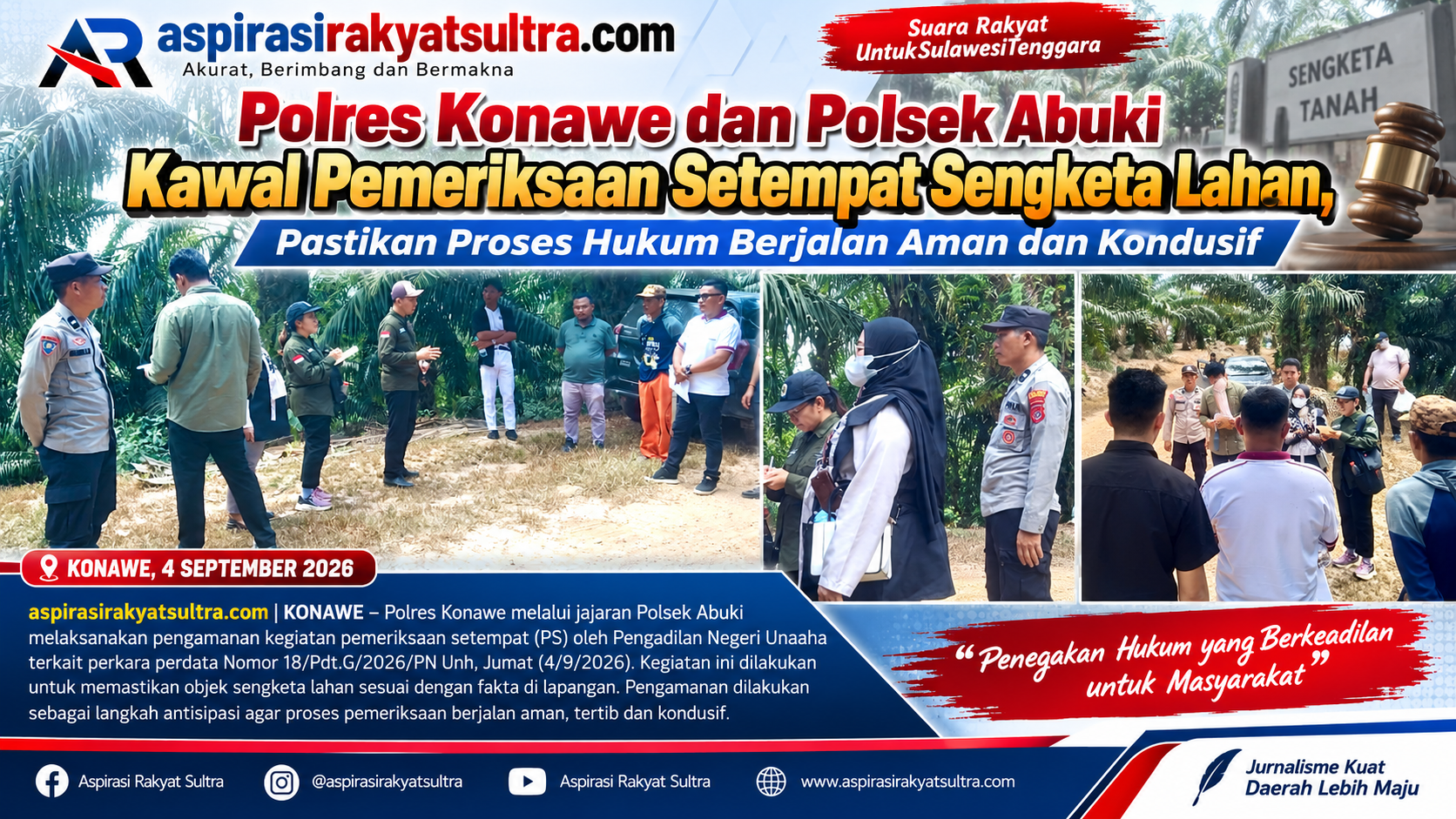 Polres Konawe dan Polsek abuki Kawal Pemeriksaan Setempat Sengketa Lahan, Pastikan Proses Hukum Berjalan Aman dan Kondusif