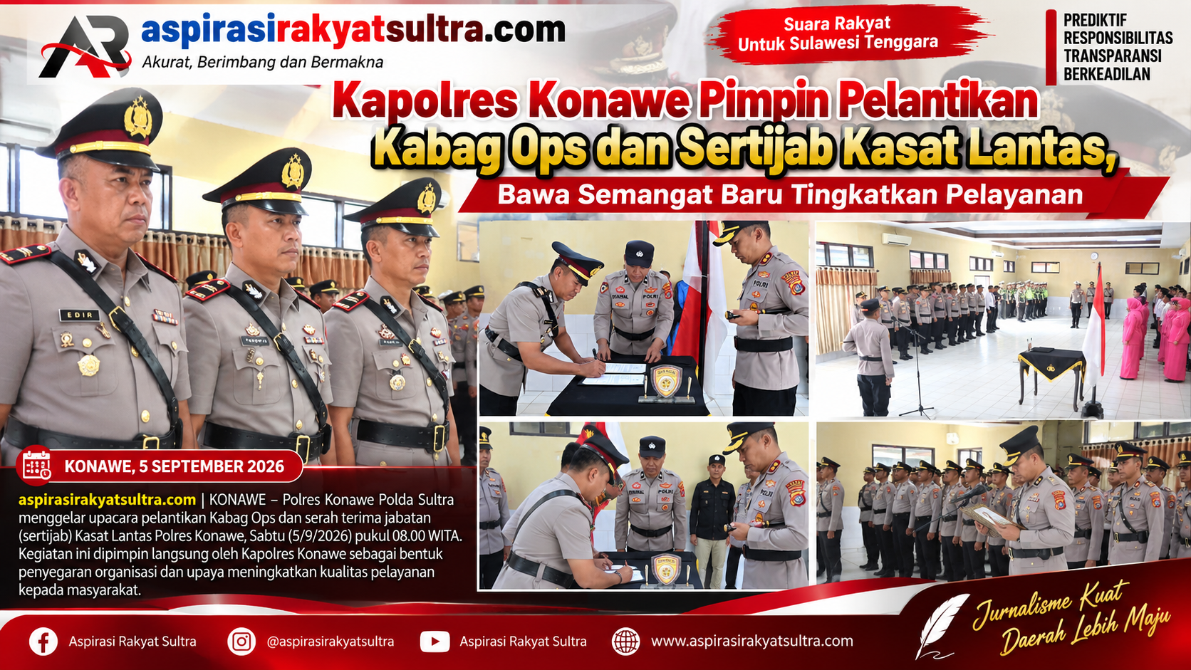 Kapolres Konawe Pimpin Pelantikan Kabag Ops dan Sertijab Kasat Lantas, Bawa Semangat Baru Tingkatkan Pelayanan