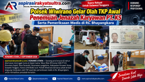 Polsek Wiwirano Gelar Olah TKP Awal Penemuan Jenazah Karyawan PT. KS Serta Pemeriksaan Medis di Rs. Bhayangkara