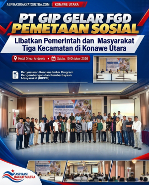 PT GIP Gelar FGD Pemetaan Sosial, Libatkan Pemerintah dan Masyarakat Tiga Kecamatan di Konawe Utara